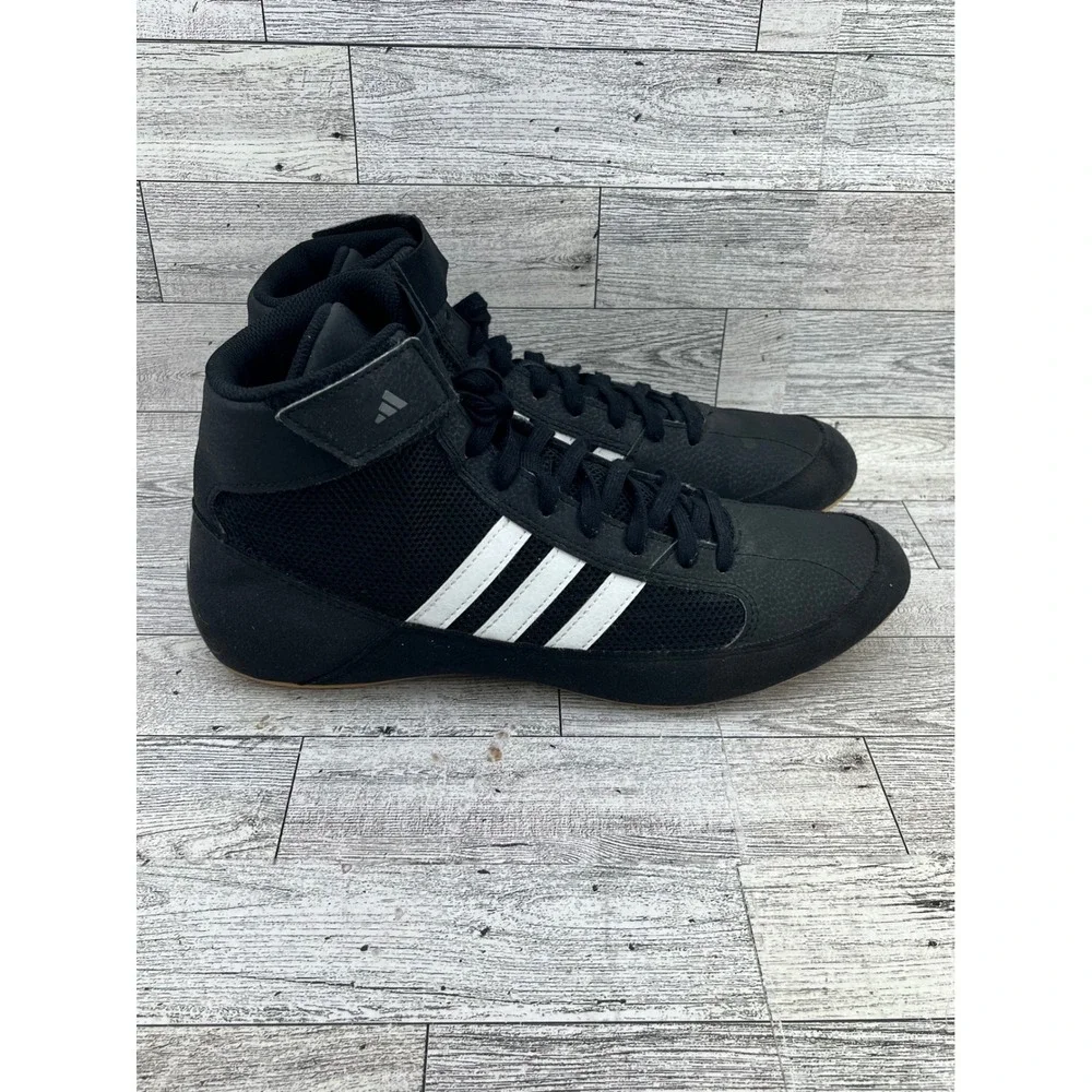 Adidas‎ HVC 2 Wrestling Shoes Men 8 Black White Gum AQ3325 Boxing Training High